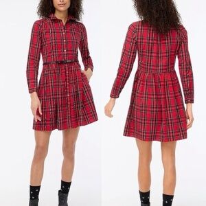J. Crew Factory Red Plaid Midi Dress